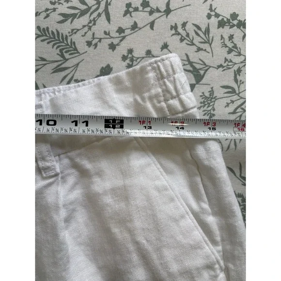 Lands End 100% Linen Pants 6 Petite White Lightweight Summer Casual Pockets EUC - Picture 8 of 10